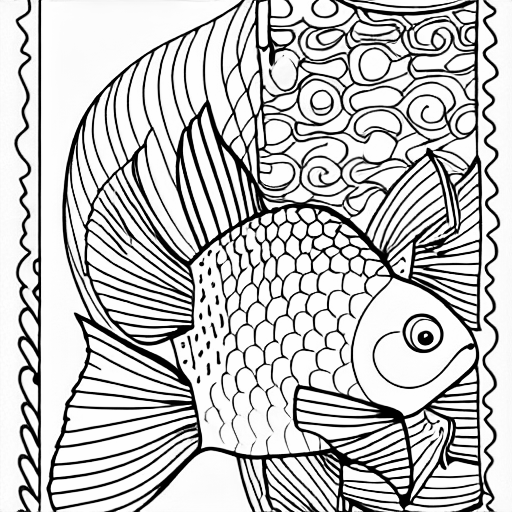 Coloring page of fish thick edges