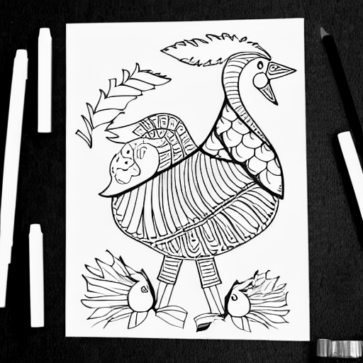 Coloring page of flock of turkeys