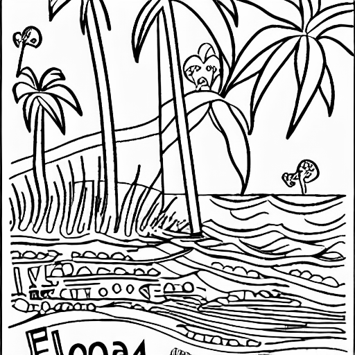 Coloring page of florida sinking into the sea