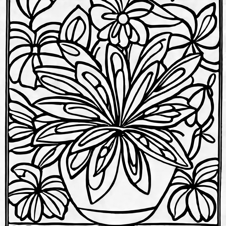 Coloring page of flower vase