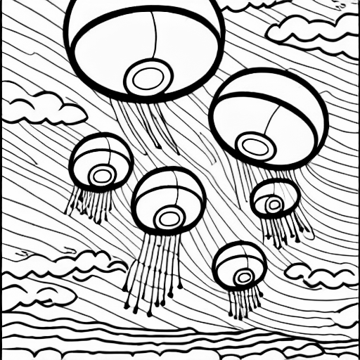 Coloring page of flying jelly attack
