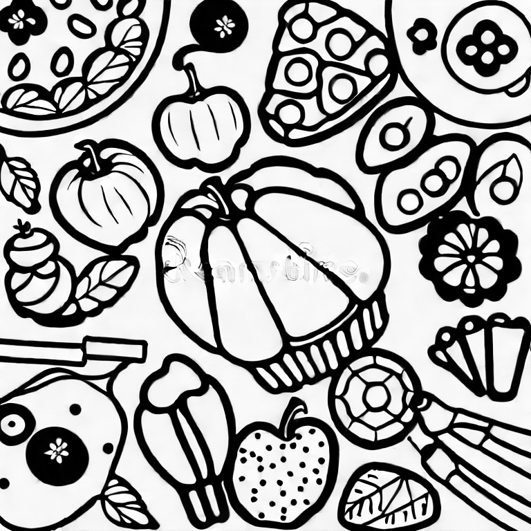 Coloring page of food