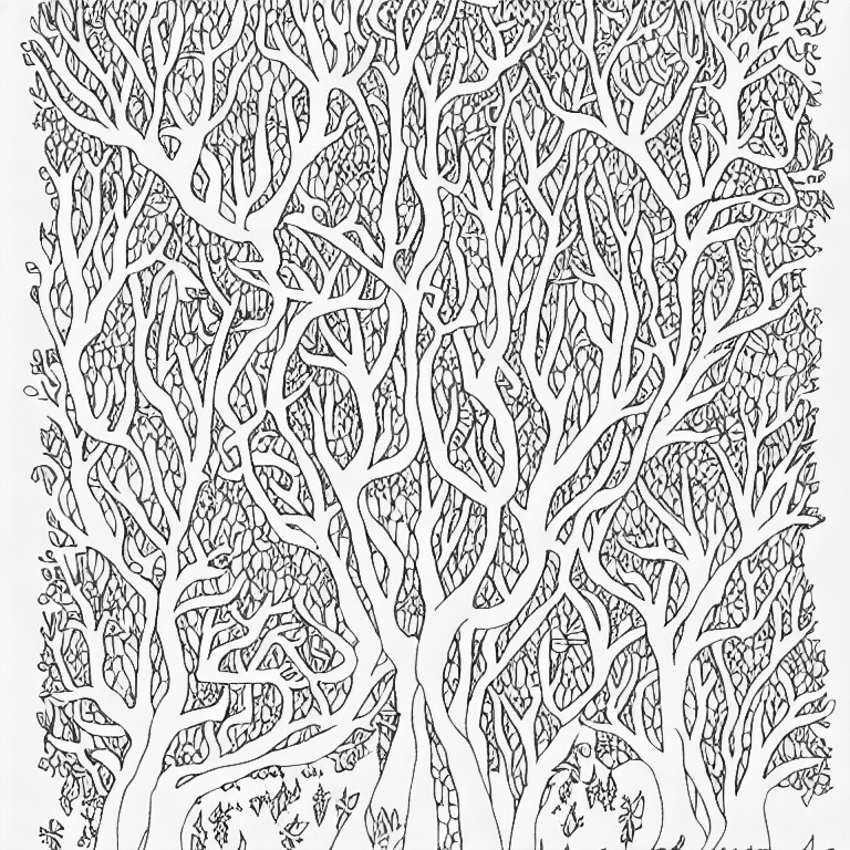 Coloring page of forest