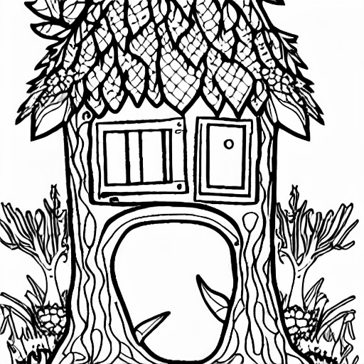 Coloring page of forest fairy house