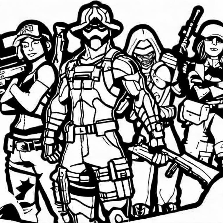 Coloring page of fortnite