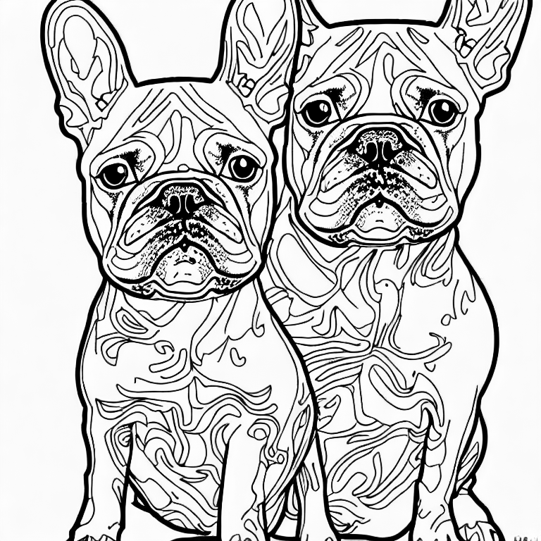 Coloring page of french bulldog