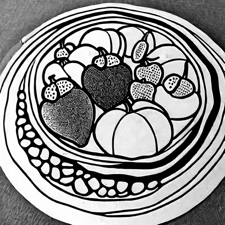 Coloring page of fruit bowl