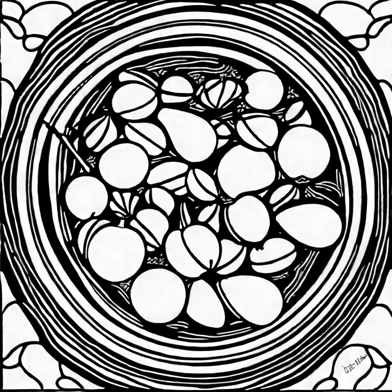 Coloring page of fruit bowl