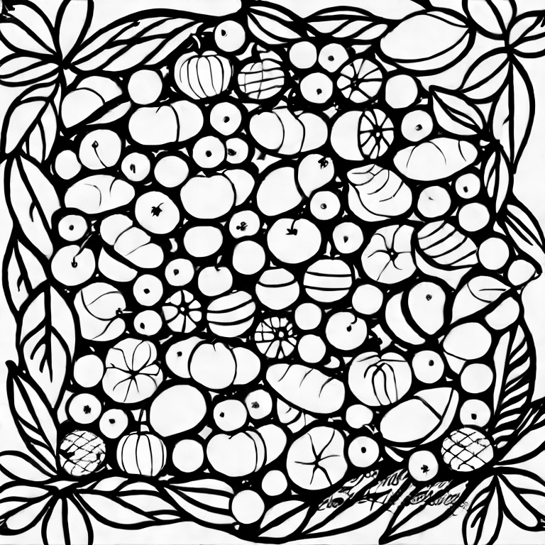 Coloring page of fruits
