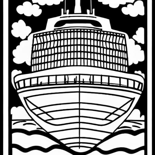 Coloring page of full scale cruise ship
