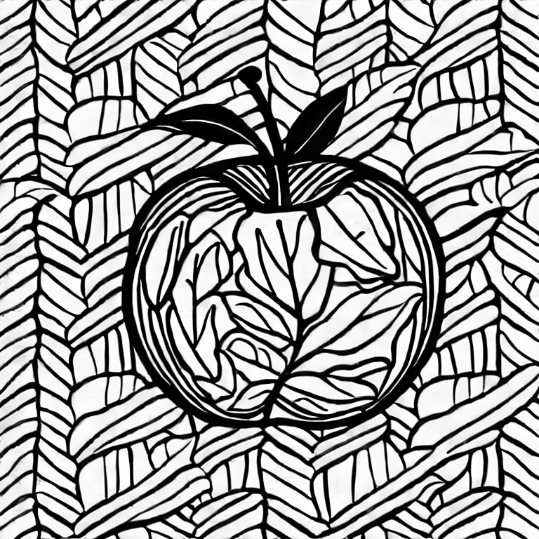 Coloring page of funny apple