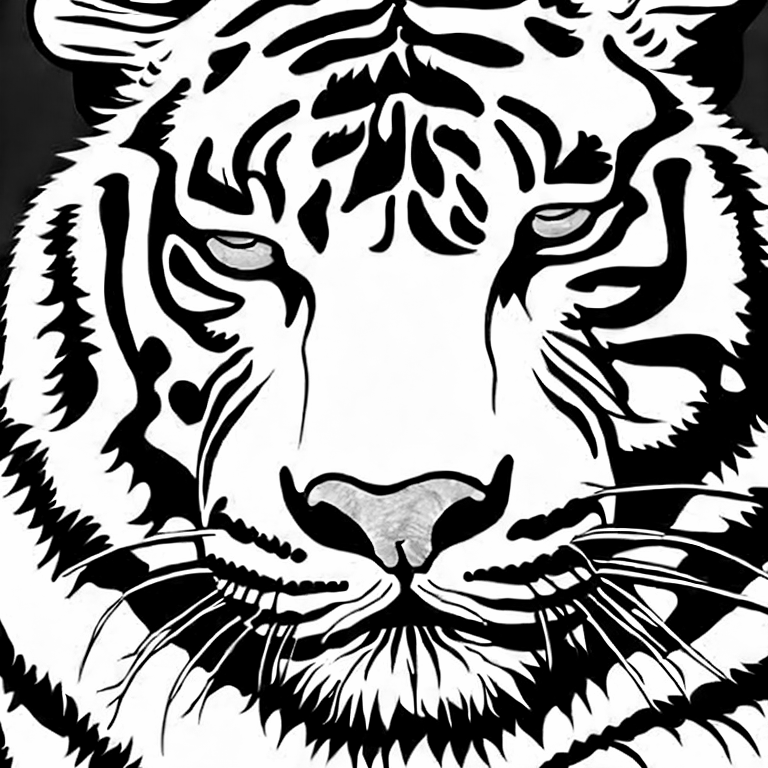 Coloring page of funy a tiger sleeping
