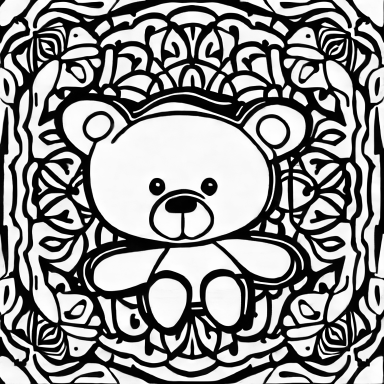 Coloring page of gambar boneka bear lucu hitam putih