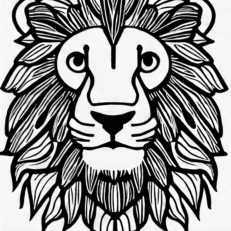 Coloring page of gambar boneka lion no background full face