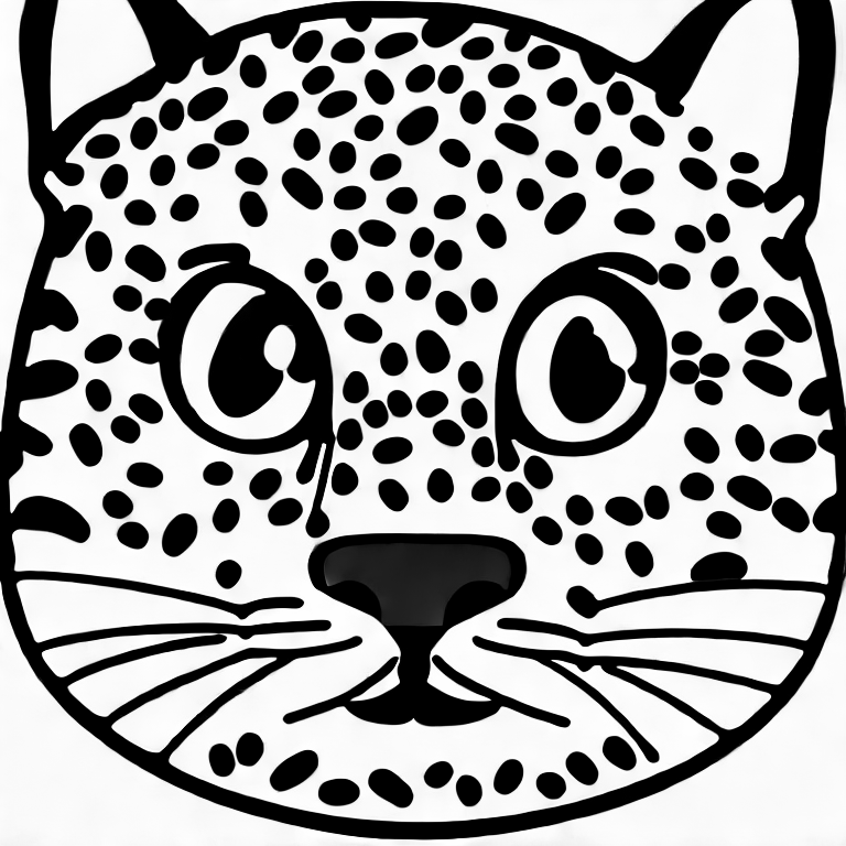 Coloring page of gambar full cat background white full face head