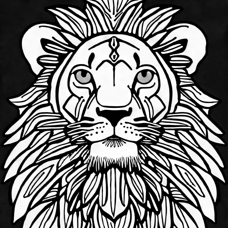 Coloring page of gambar kartun lion no background full body face