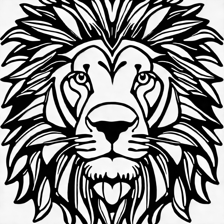 Coloring page of gambar lion no background full body face
