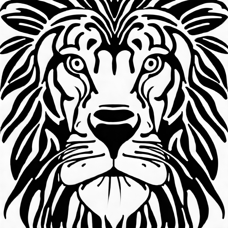 Coloring page of gambar lion no background putih full face and body