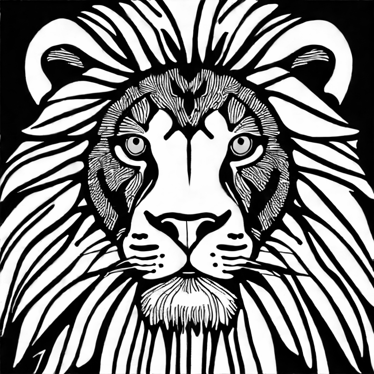 Coloring page of gambar mewarnai lion no background full body