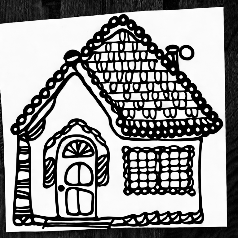 Coloring page of gingerbread house