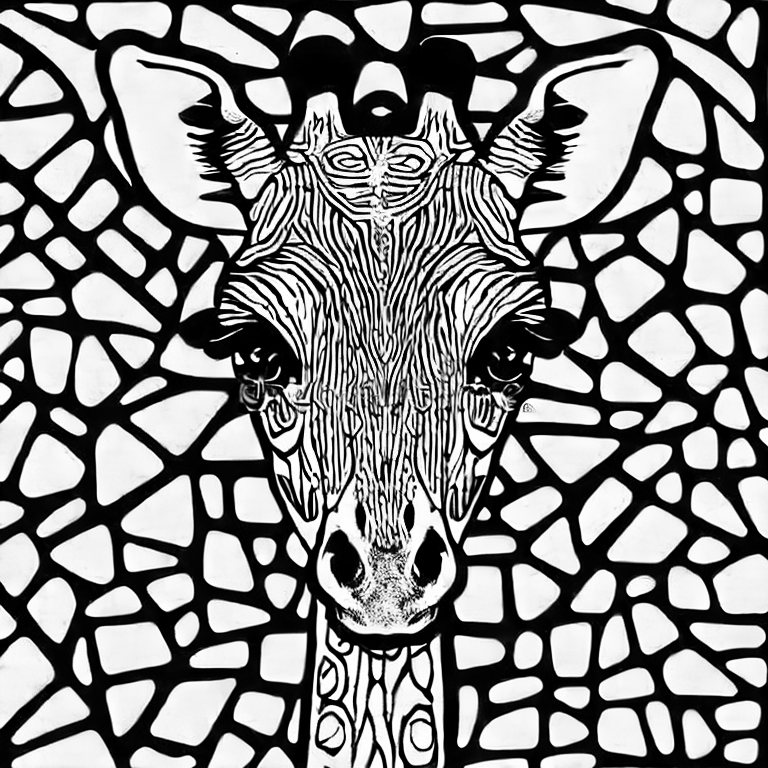 Coloring page of giraffe s body parts