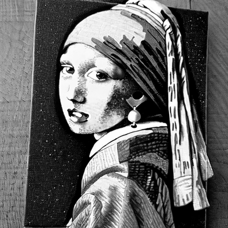 Coloring page of girl with the pearl earring art