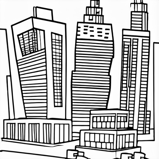Coloring page of group of buildings