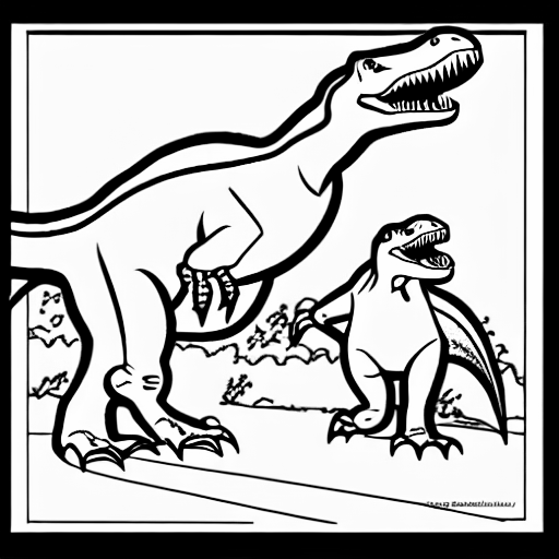 Coloring page of group of trex