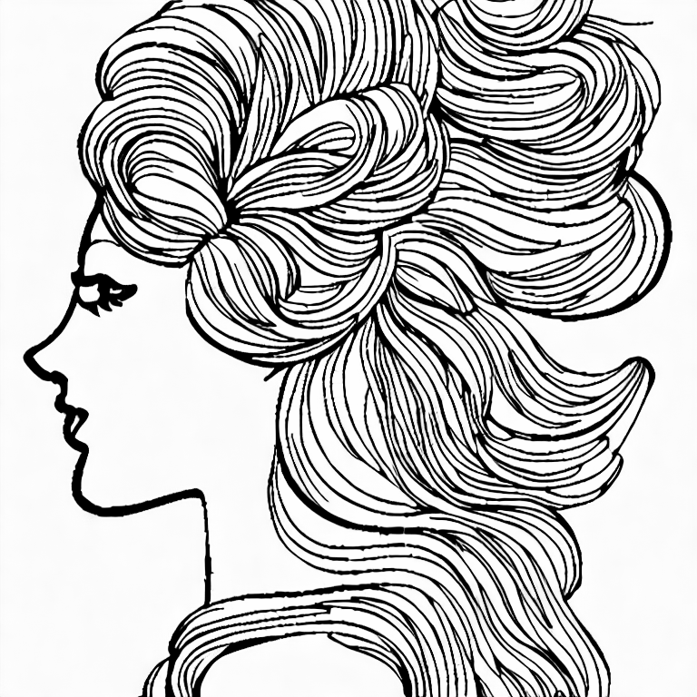 Coloring page of hair flower