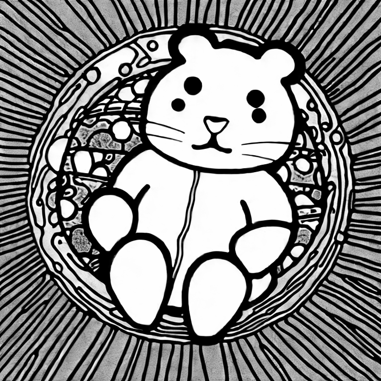 Coloring page of hamster in space