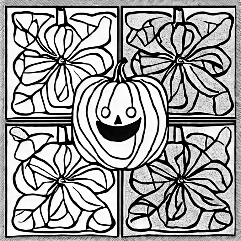 Coloring page of happy pumpkin