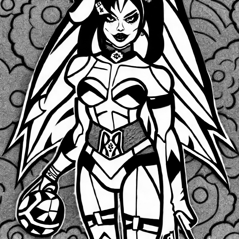 Coloring page of harley quinn