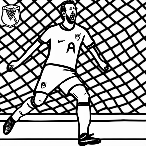 Coloring page of harry kane scoring a goal