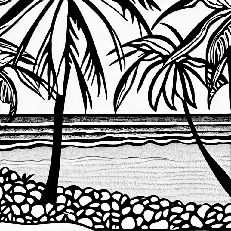 Coloring page of hawaii beach