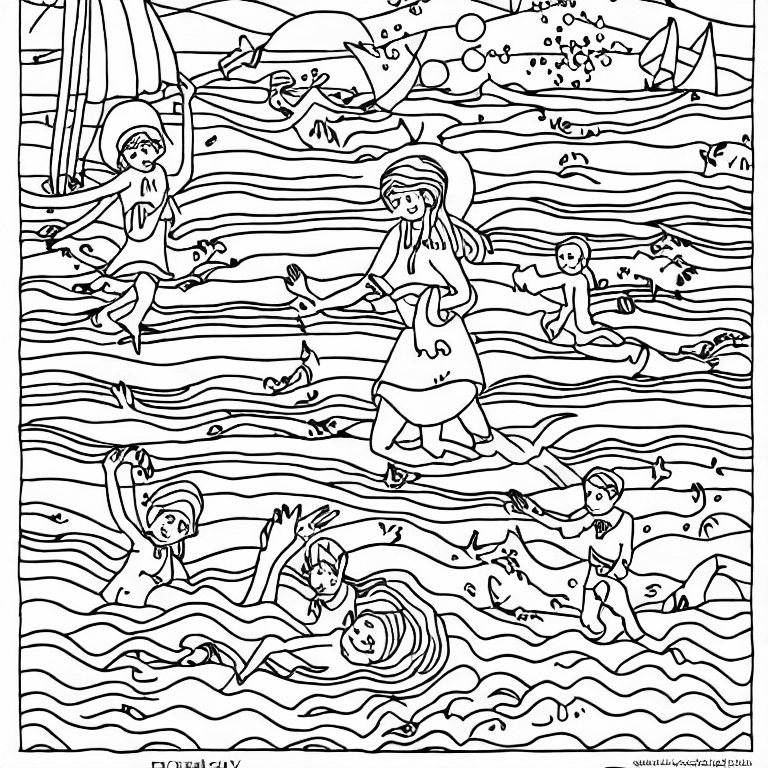 Coloring page of holydays at the sea