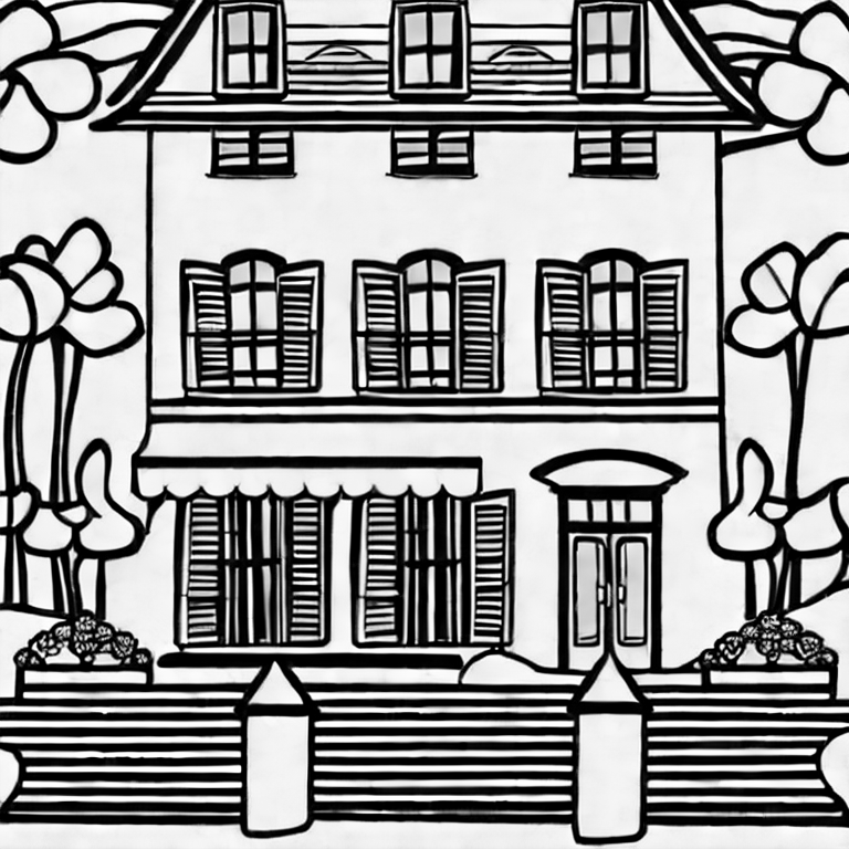Coloring page of houe