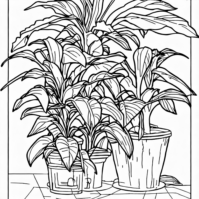 Coloring page of house plant