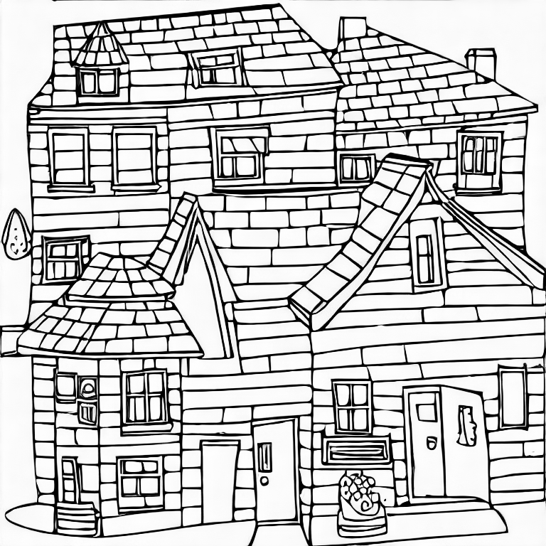 Coloring page of houses
