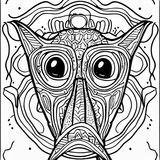 Coloring page of human with sharkface