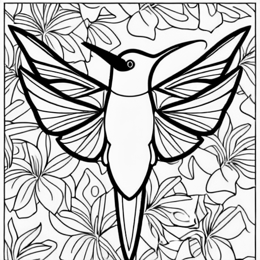 Coloring page of humming bird