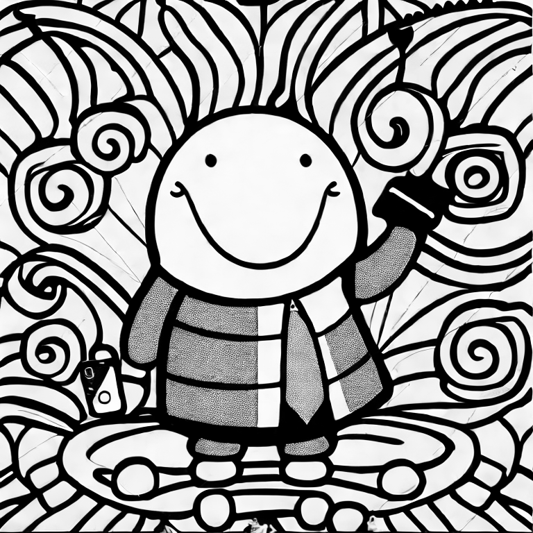 Coloring page of humpty dumpty with a phone