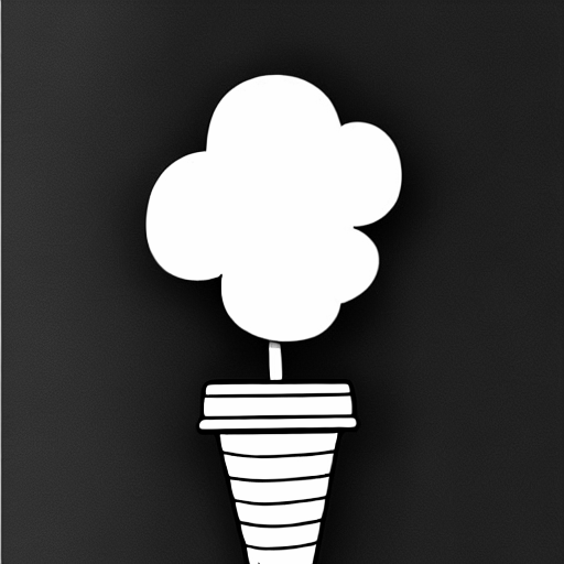 Coloring page of icecream cone with icecream in cloud shape