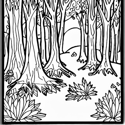 Coloring page of in the woods