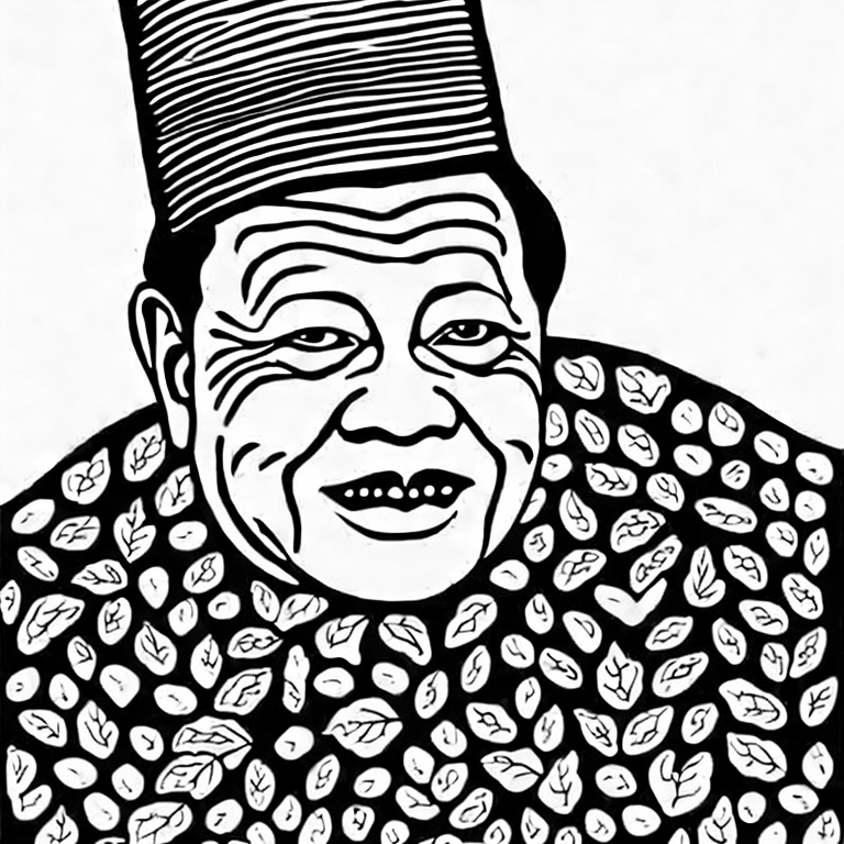 Coloring page of indonesian president suharto
