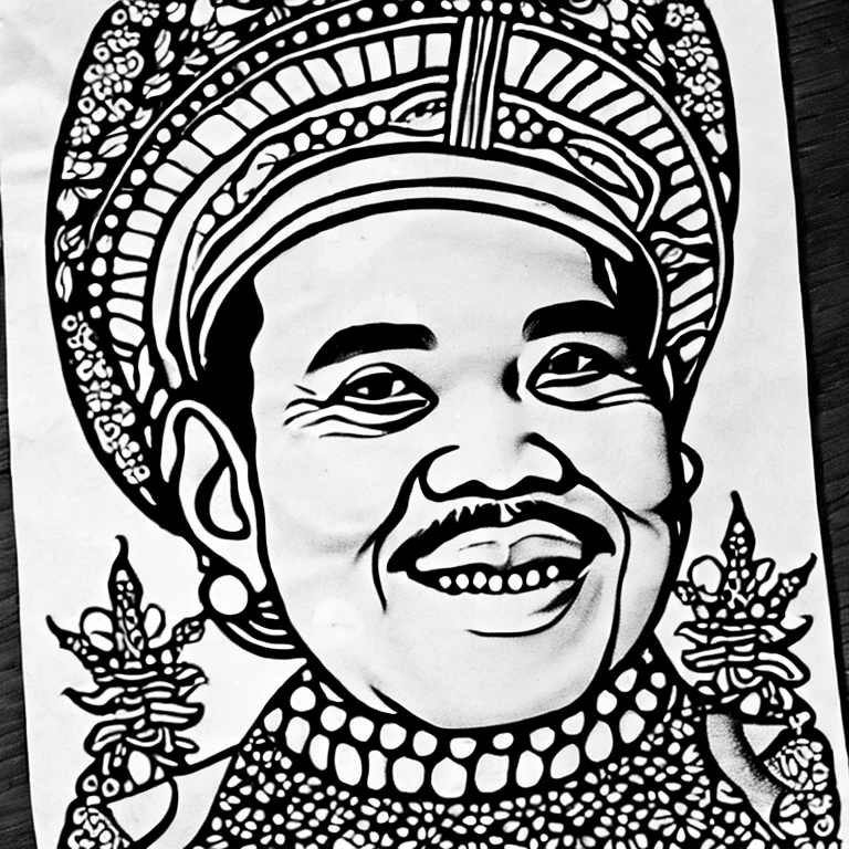 Coloring page of indonesian president sukarno