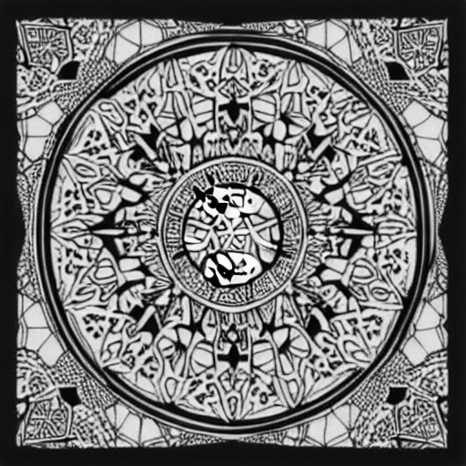 Coloring page of islamic art in space