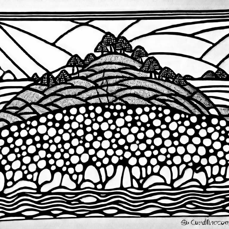 Coloring page of island sunset