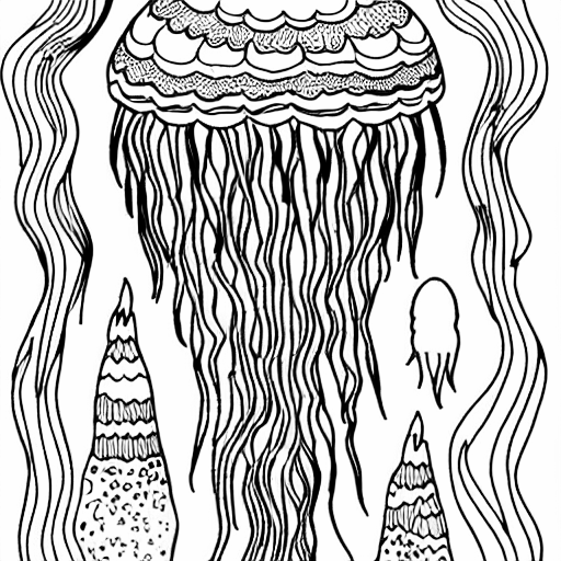 Coloring page of jellyfish universe animal