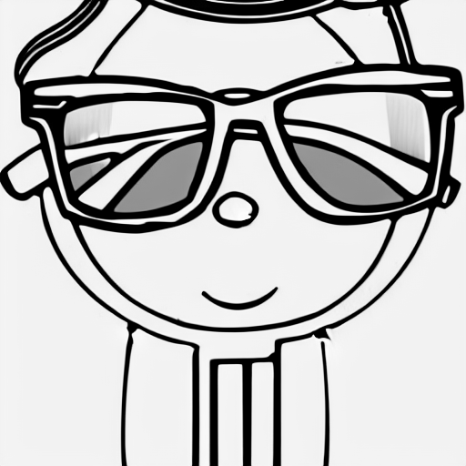 Coloring page of jumbo pencil with sunglasses