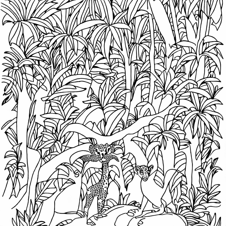 Coloring page of jungle